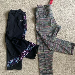2 Pr. Leggings. Sz. L. Black pr. by Color girl, Multicolor by Ashley Blue